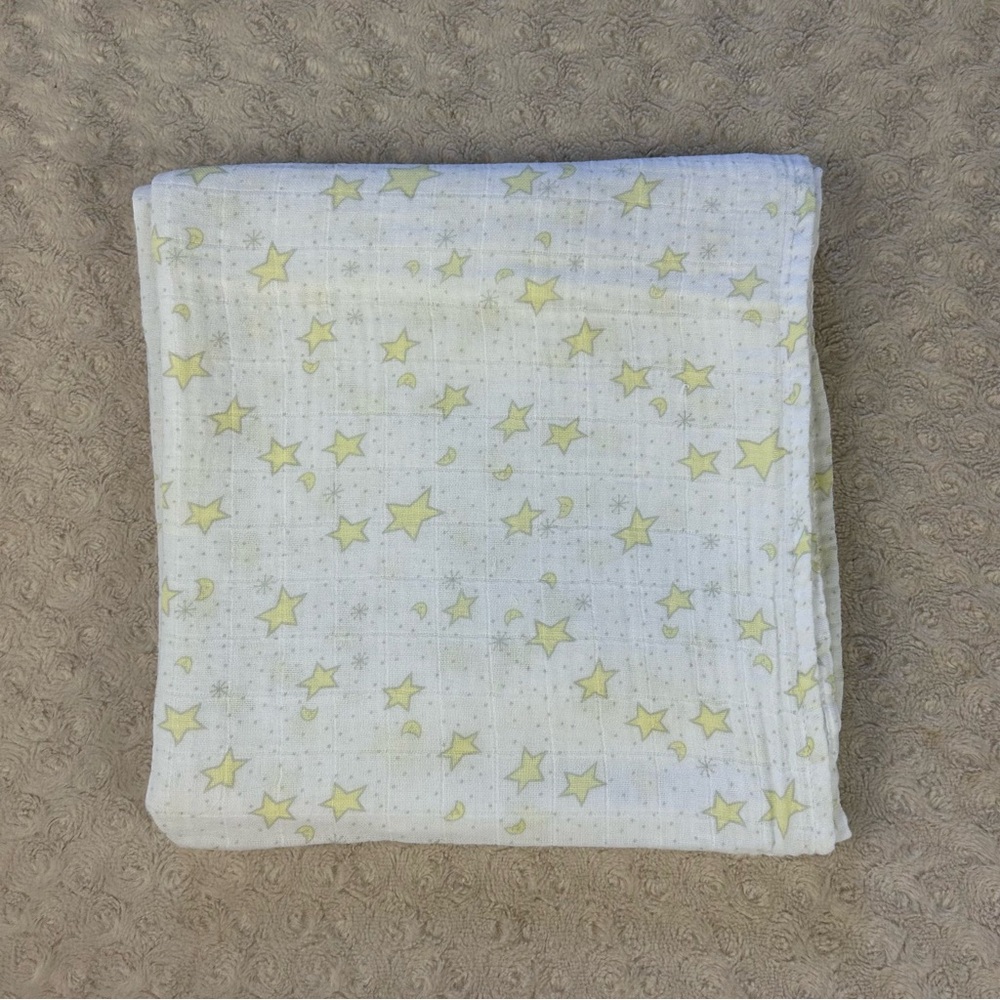 Swaddle Designs Yellow Moon Stars Baby Blanket Muslin Cotton Gray White Dots